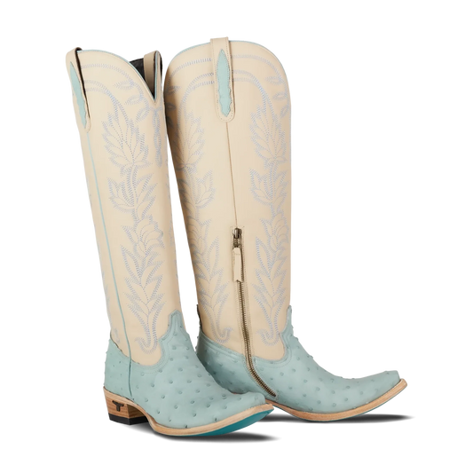 Lane Boots Sandaga Knee High - Powder Blue Ostrich