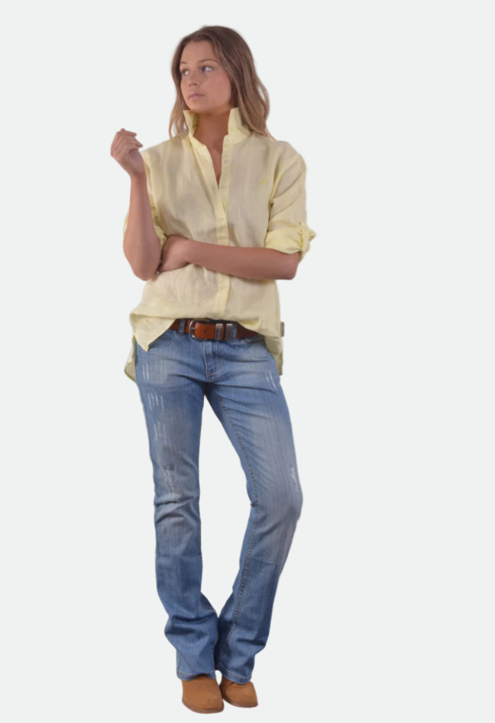 Bullrush Lemon Linen Tab Shirt Lemon