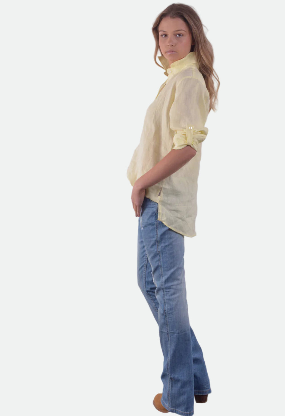 Bullrush Lemon Linen Tab Shirt Lemon