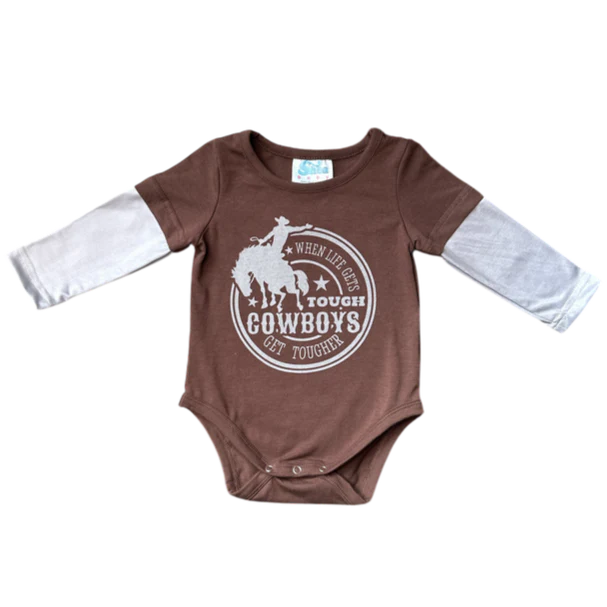 Shea Baby Cowboys Get Tougher Graphic LS Onesie (0-18M)