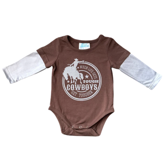 Shea Baby Cowboys Get Tougher Graphic LS Onesie (0-18M)
