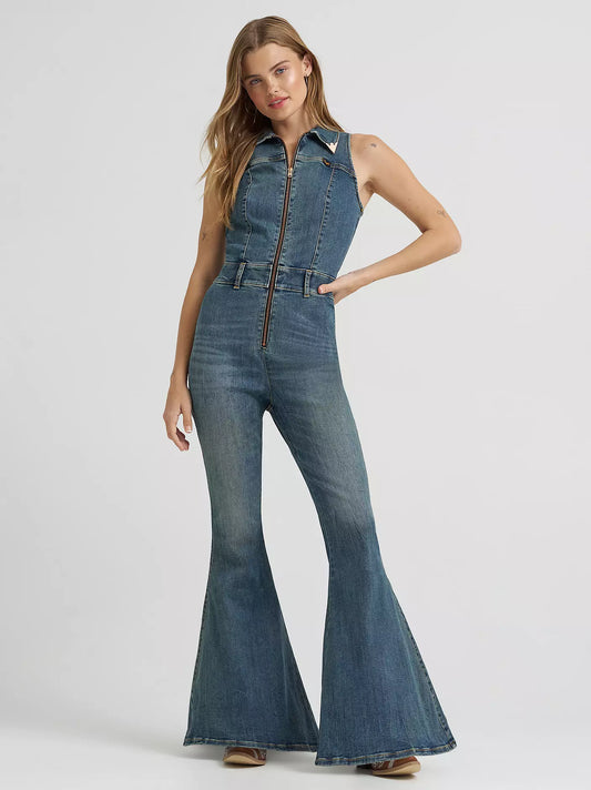 Wrangler® Lainey Wilson Sleeveless Denim Flare Catsuit
