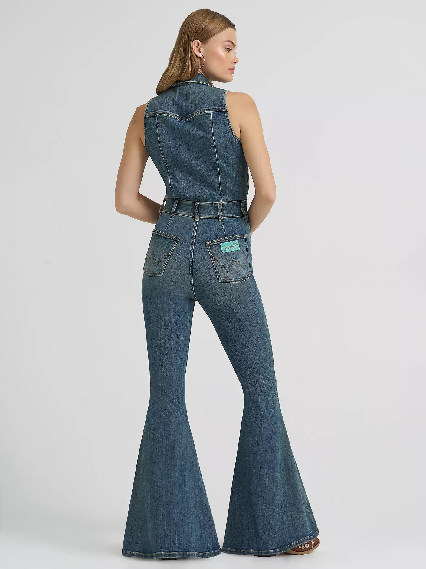 Wrangler® Lainey Wilson Sleeveless Denim Flare Catsuit