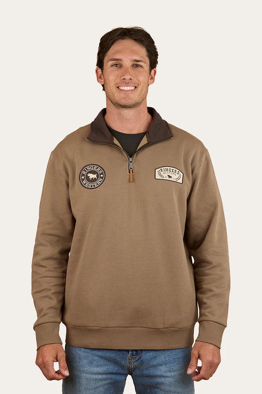 Ringers Western Men's Lachlan 1/4 Zip Crew - Mushroom