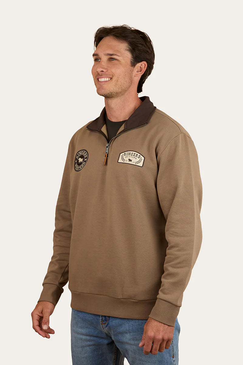 Ringers Western Men's Lachlan 1/4 Zip Crew - Mushroom
