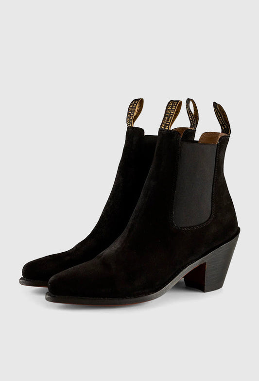 RINGERS WESTERN LADIES ACACIA SUEDE BOOT_Black