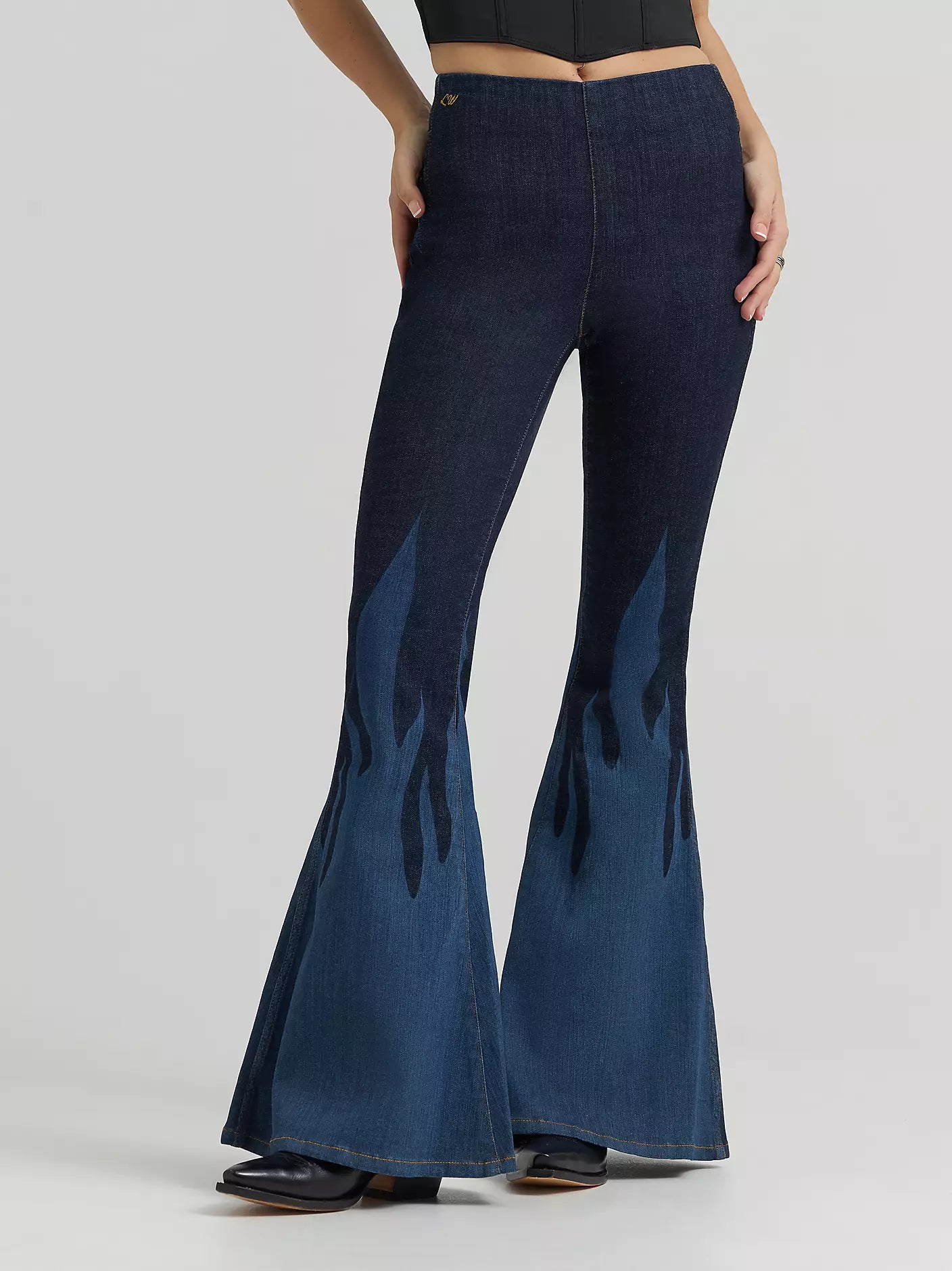 Wrangler Women's Lainey Wilson x Flame Pull On Bell Bottoms - Dark Denim