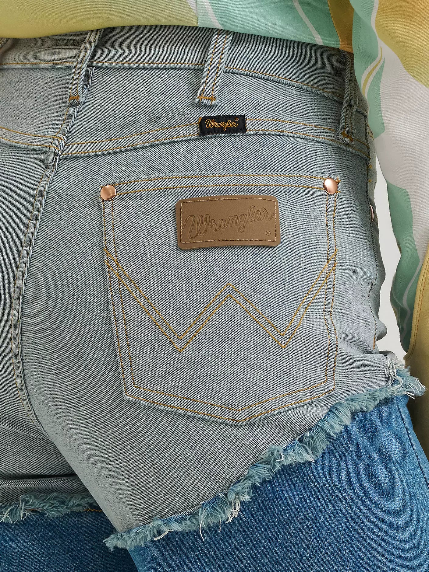 Wrangler Womens Lainey Wilson Pieced Chaps Wide Leg Jean