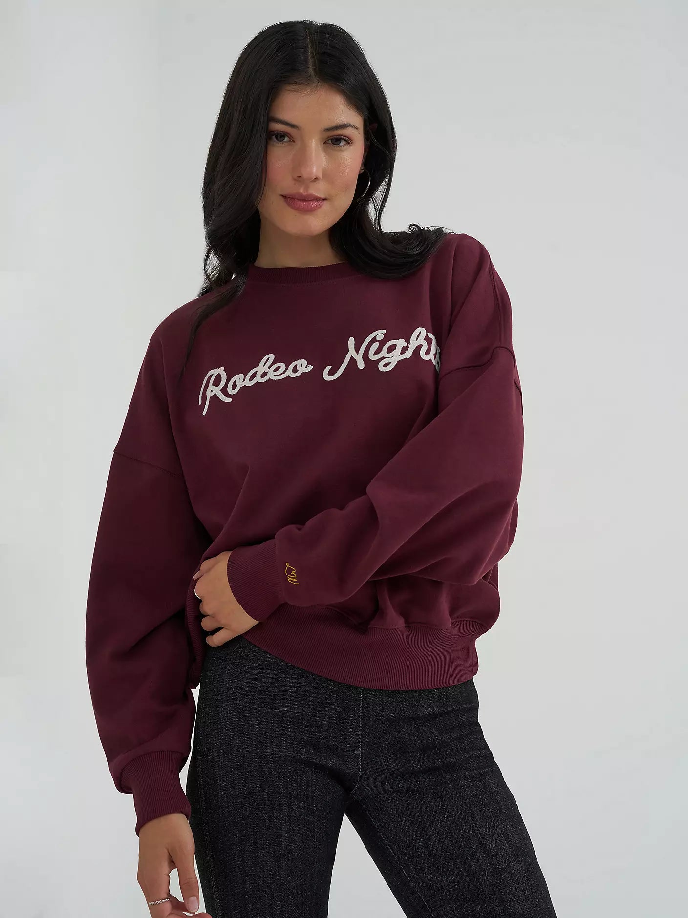 Wrangler Womens Lainey Wilson Rodeo Nights Sweatshirt Burgundy