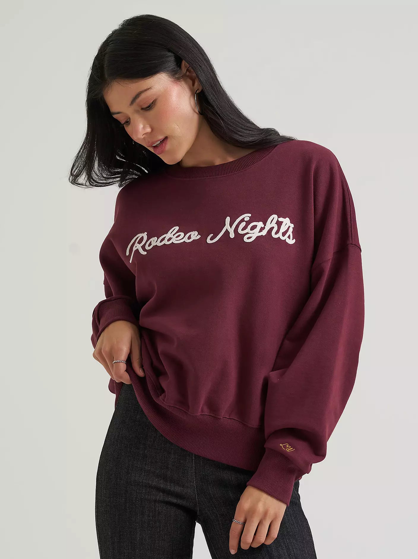 Wrangler Womens Lainey Wilson Rodeo Nights Sweatshirt Burgundy