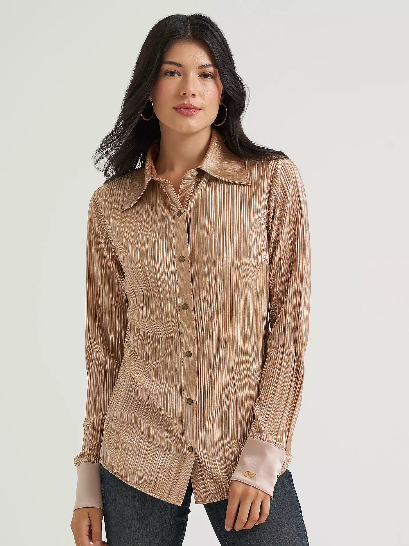 Wrangler Womens Lainey Wilson Rose Gold Snap Shirt