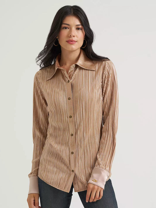 Wrangler Womens Lainey Wilson Rose Gold Snap Shirt