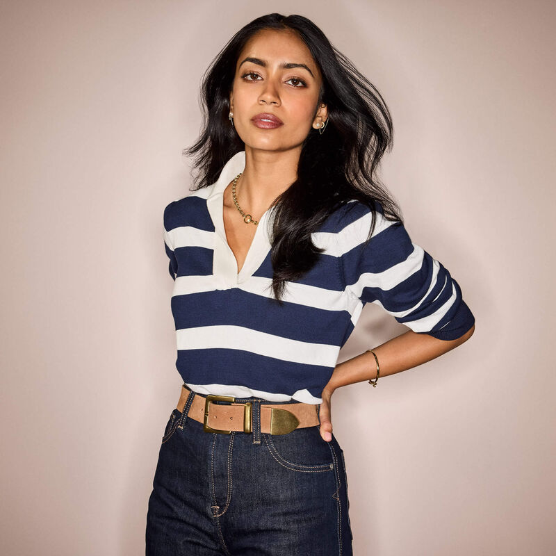 Ariat Women's Langsett Sweater Rugby Stripe -  Navy