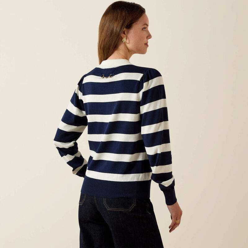 Ariat Women's Langsett Sweater Rugby Stripe -  Navy