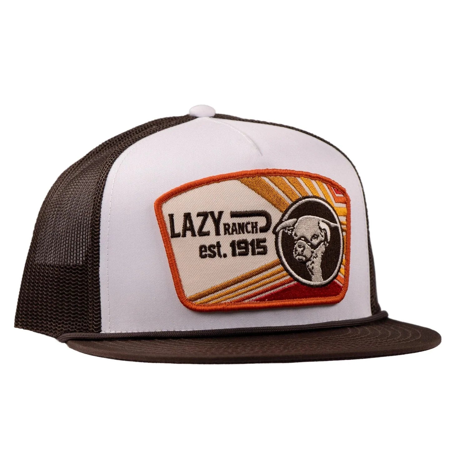 Lazy J Ranch White & Brown Daybreak Classic Rope Trucker Hat