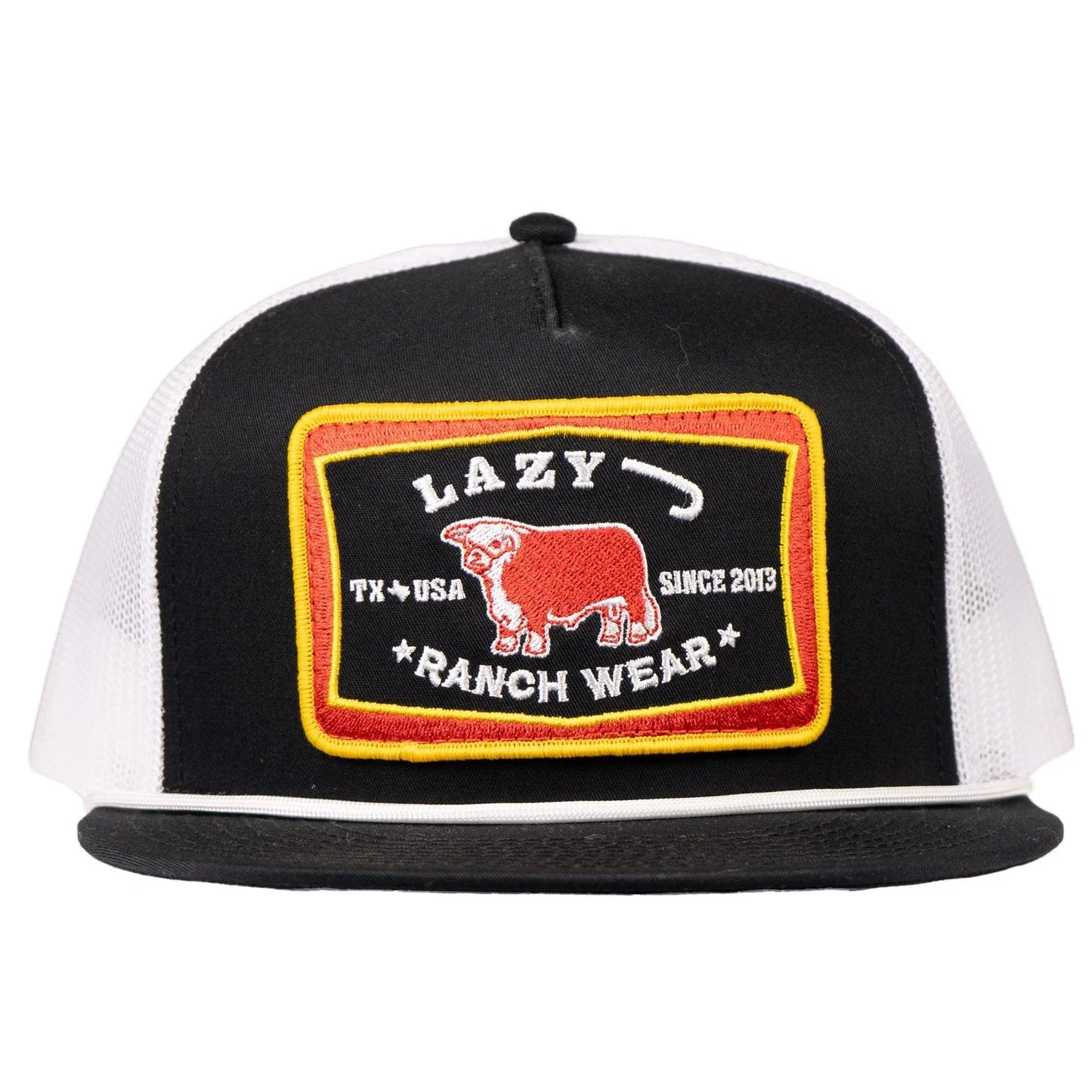Lazy J Ranch Black & White Feed Wagon Classic Rope Trucker Hat