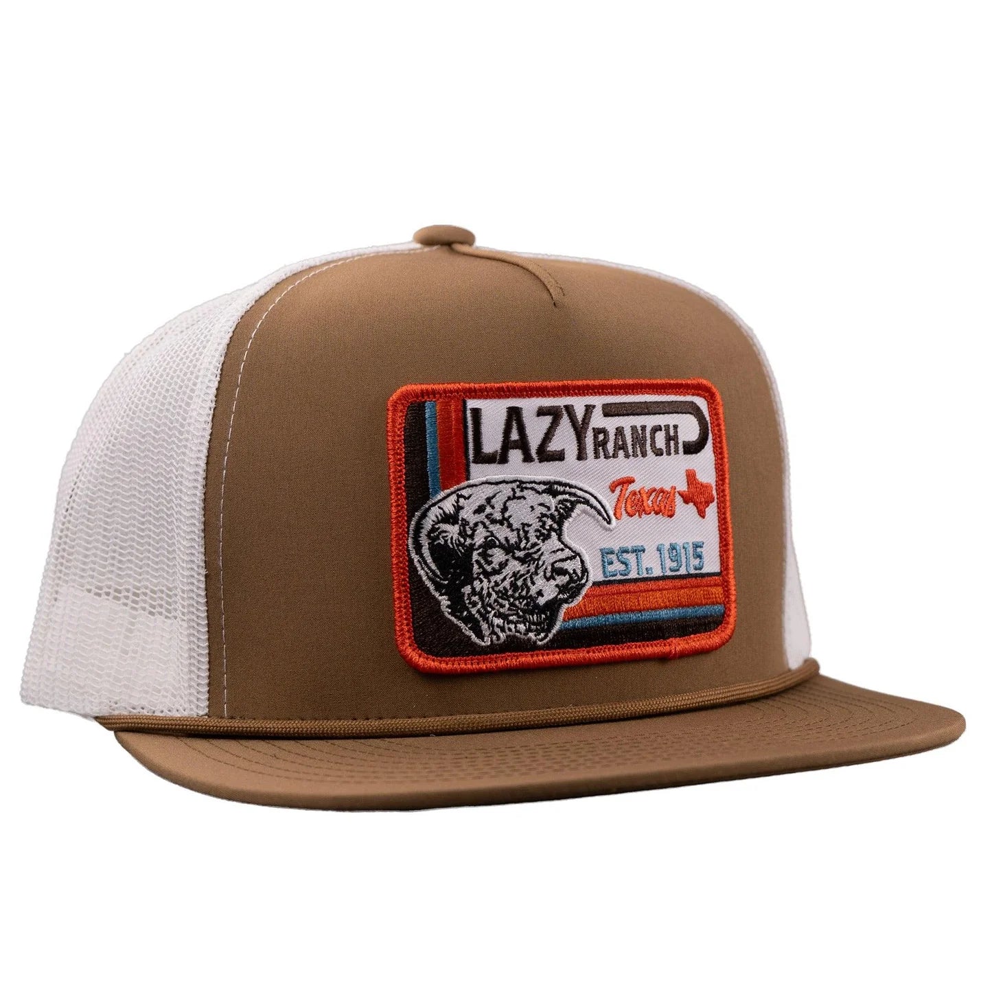 Lazy J Ranch Coyote Brown & White Rio Grande Classic Rope Trucker Hat