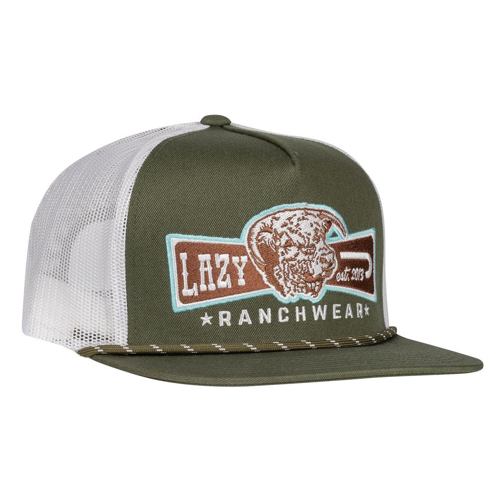 Lazy J Ranch Olive & White Diamond Banner Classic Rope Trucker Hat ...