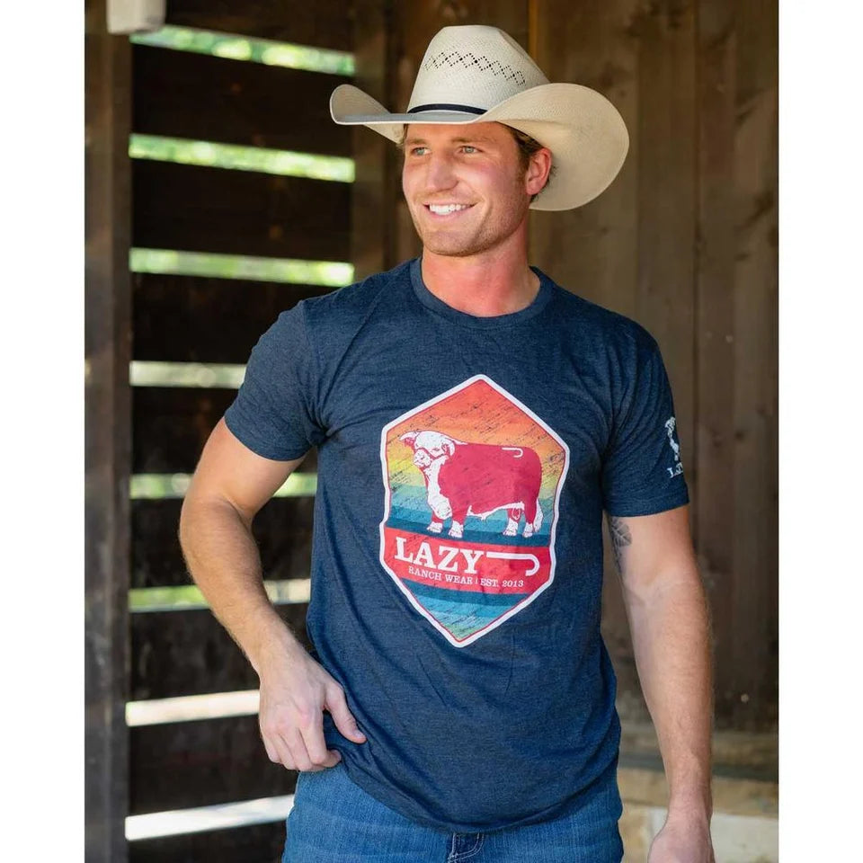 Lazy J Ranch Rain Hereford T-Shirt - Navy