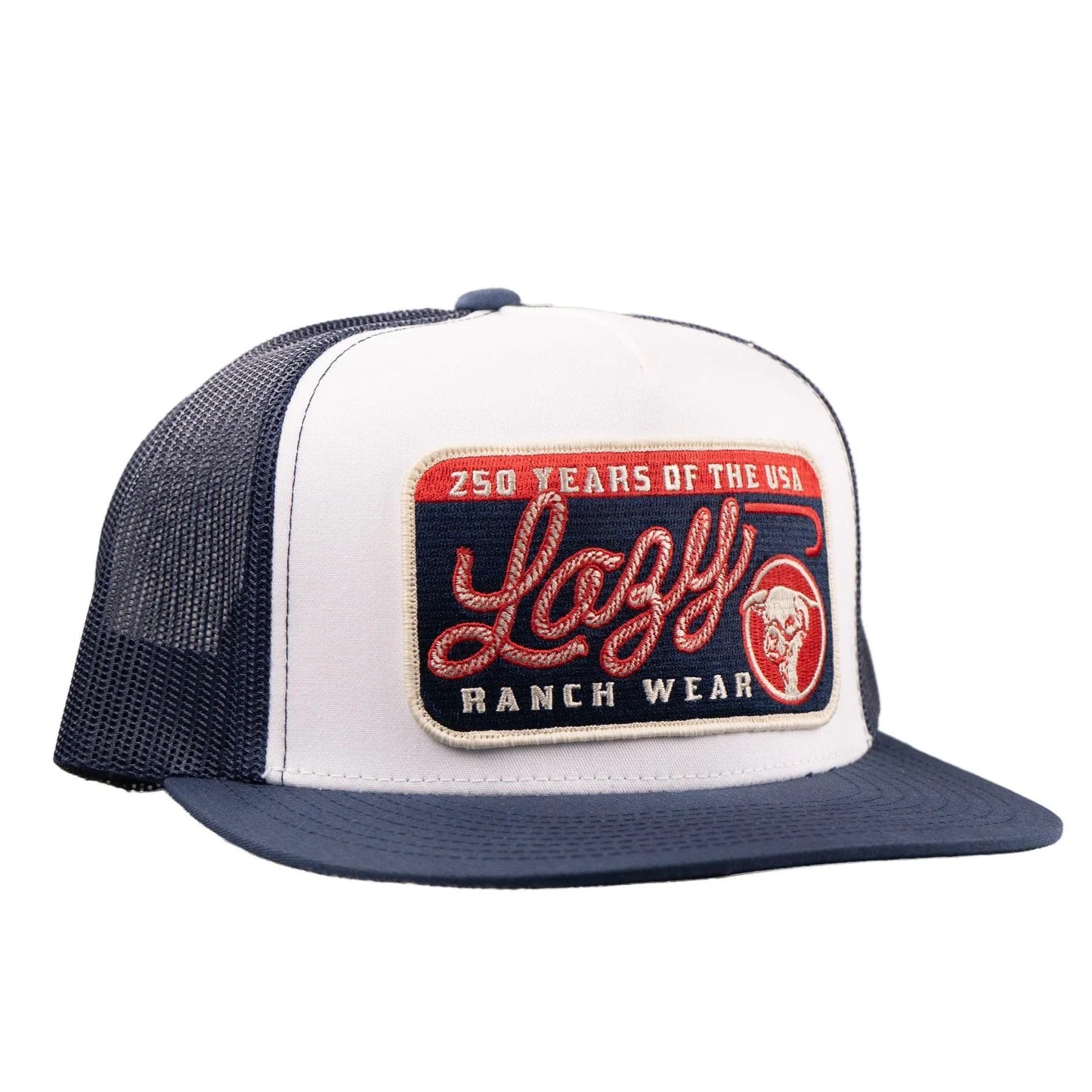 Lazy J Ranch White & Navy Heritage Classic Five Panel Trucker Hat