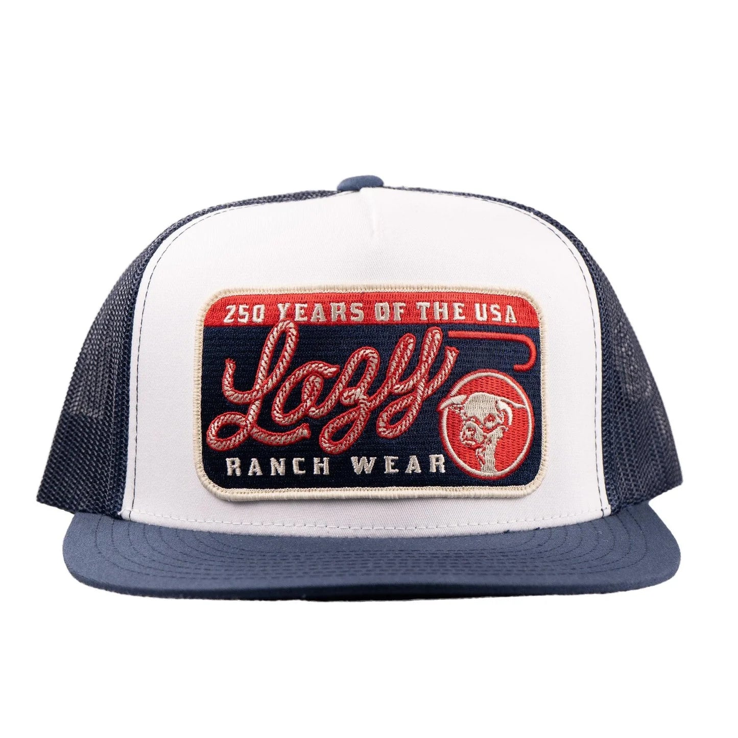 Lazy J Ranch White & Navy Heritage Classic Five Panel Trucker Hat