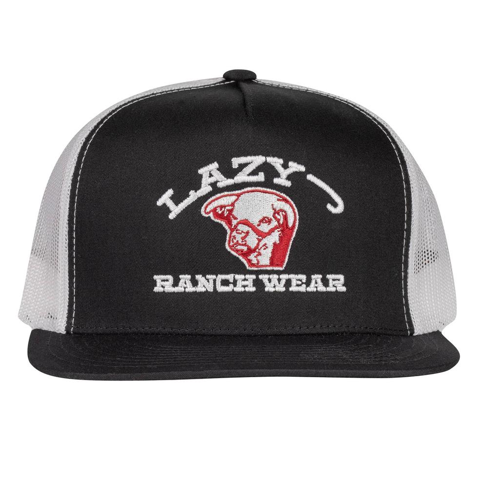 Lazy J Ranch Black & White Embroidered Show Time Classic Five Panel Trucker Hat