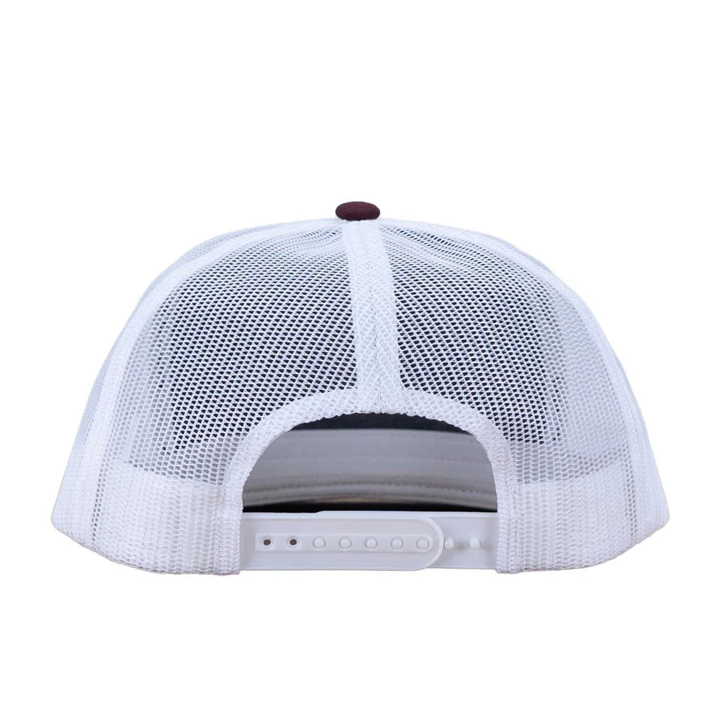 Lazy J Ranch Maroon & White Blue Bull Trap Classic Rope Trucker Hat