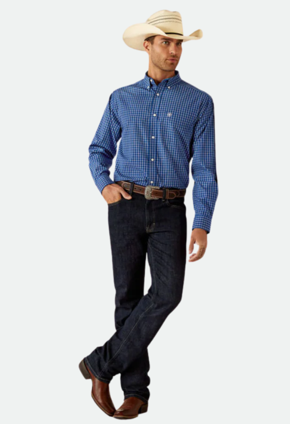Ariat Men's Blair Long Sleeve Classic Fit Shirt-Navy
