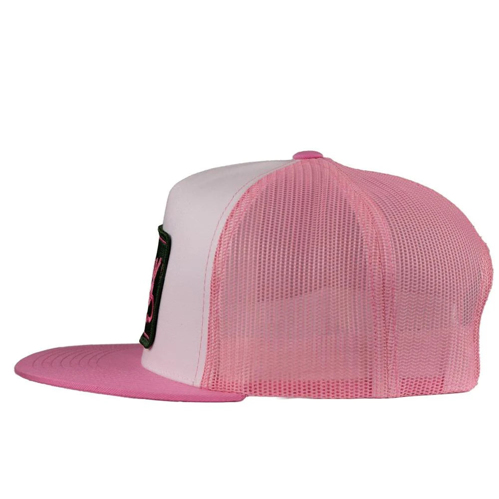 Lazy J Ranch White Pink Breakaway Patch Classic Five Panel Trucker Hat