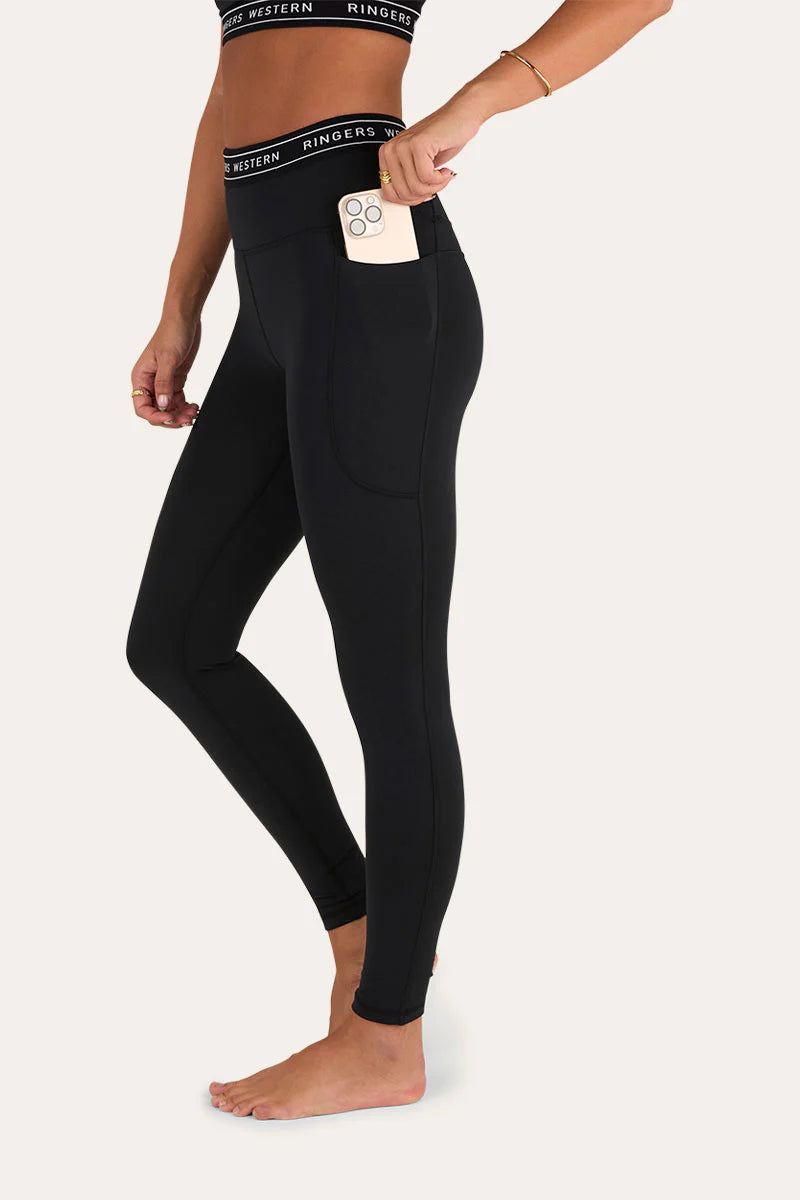 Ringers Western Active Womens Logo Elastic Pocket Legging - Black