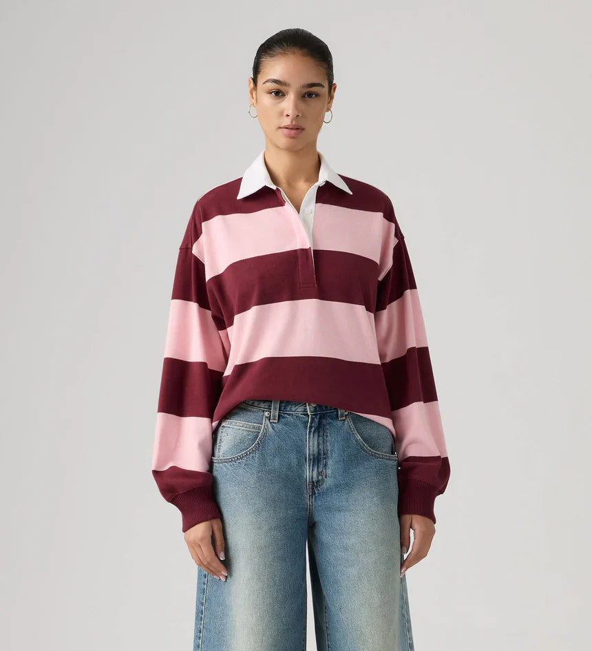 Levi's® Women's Reenie Rugby Long-Sleeve - Katie Stripe Coral Blush