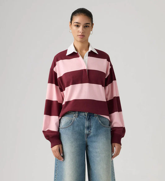 Levi's® Women's Reenie Rugby Long-Sleeve - Katie Stripe Coral Blush
