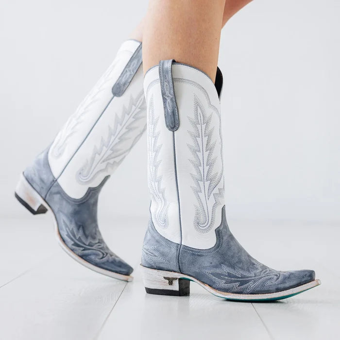 Lane Boots Women’s Cowboy Lexington Boot - Washed Denim/Matte White
