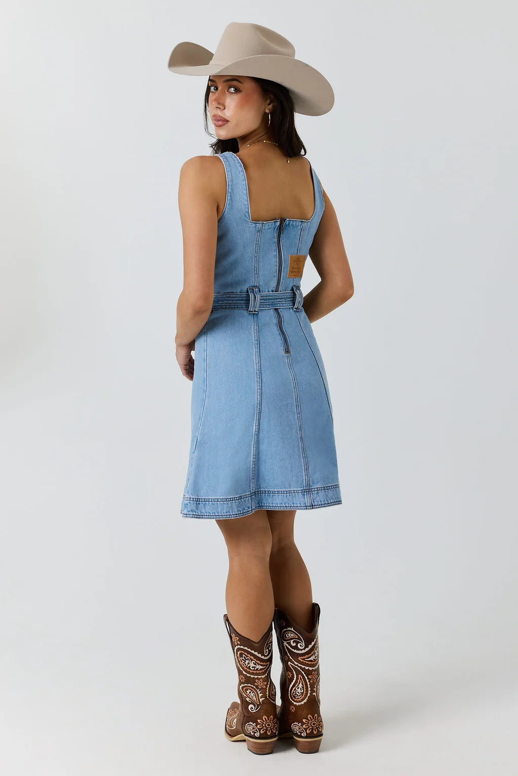 Ringers Western Womens Lilah Denim Mini Dress - Vintage Light Blue