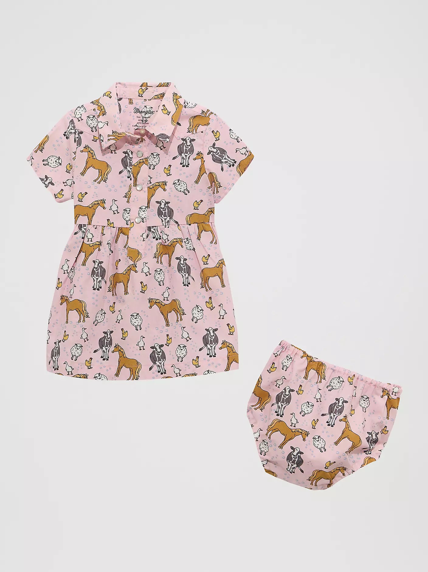 Wrangler Little Girl's Printed Western Snap Dress - Pink Horses