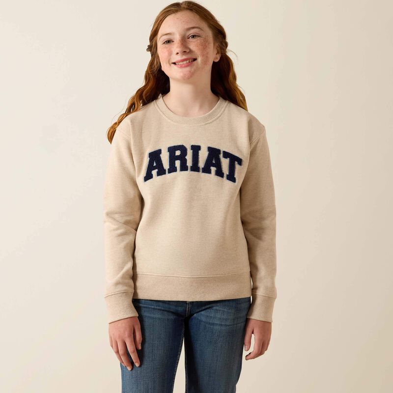 Ariat Girl's Logo Arch Sweatshirt - Oatmeal Heather