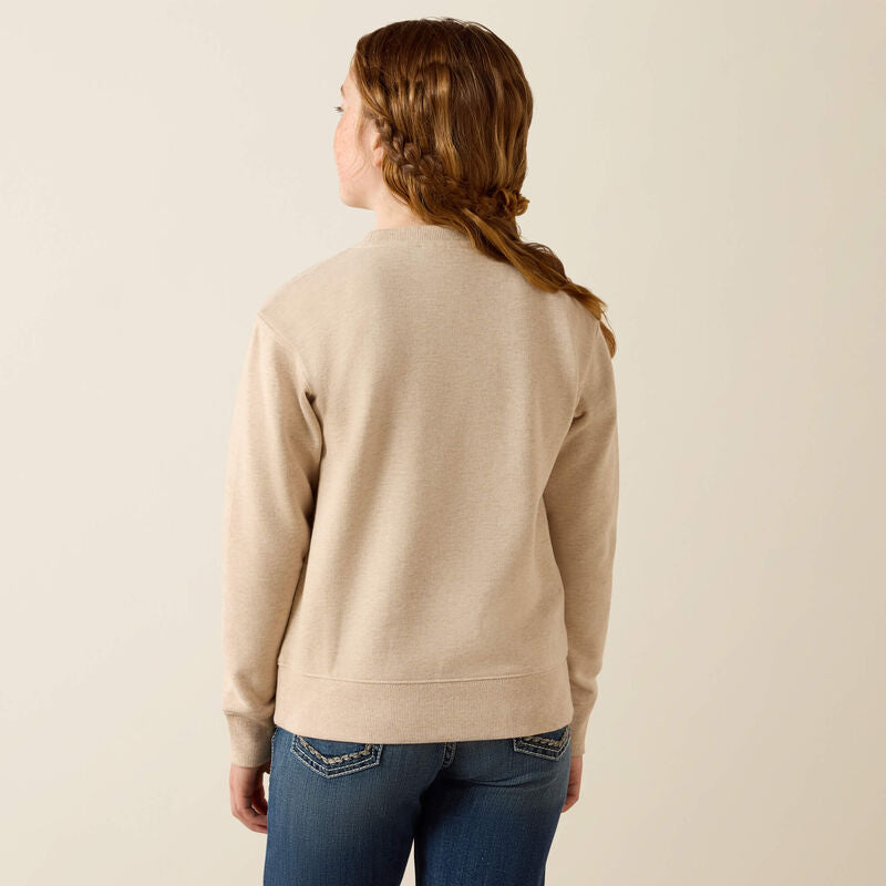 Ariat Girl's Logo Arch Sweatshirt - Oatmeal Heather