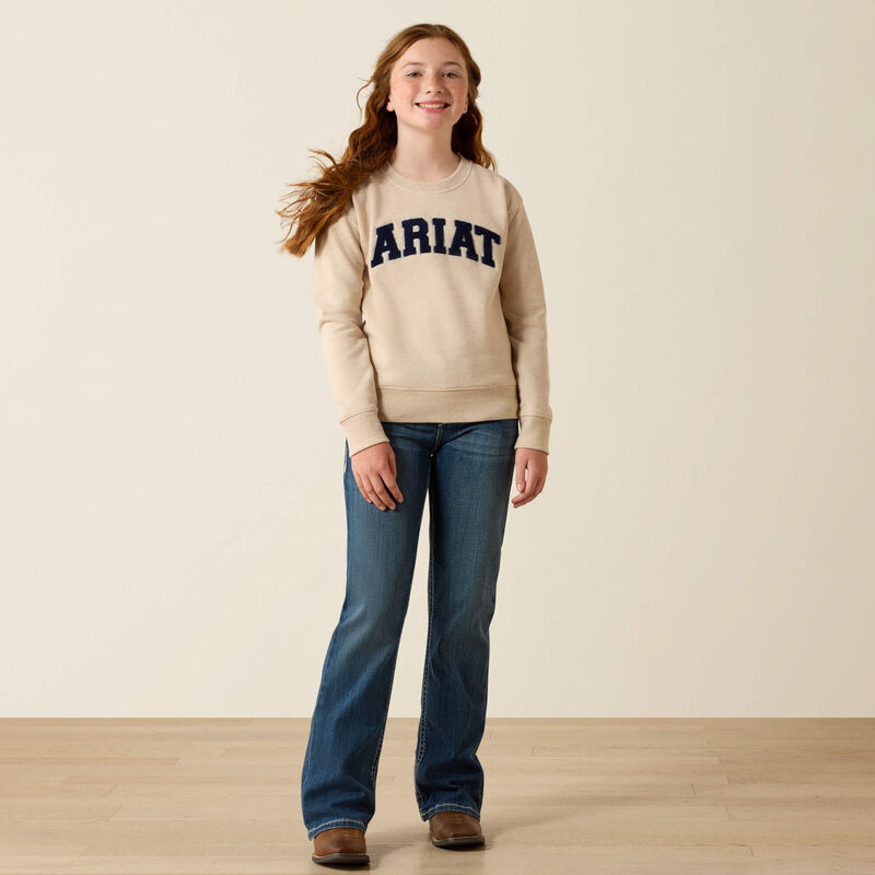Ariat Girl's Logo Arch Sweatshirt - Oatmeal Heather