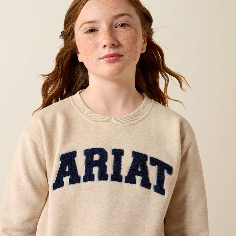 Ariat Girl's Logo Arch Sweatshirt - Oatmeal Heather