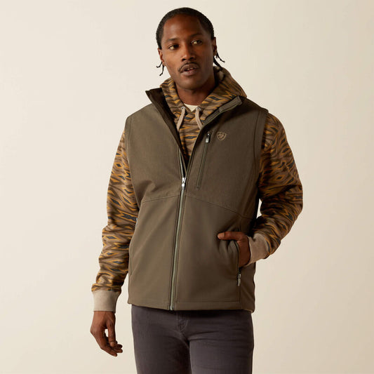Ariat Men's Logo Softshell Vest - Dark Green/Dark Green Heather