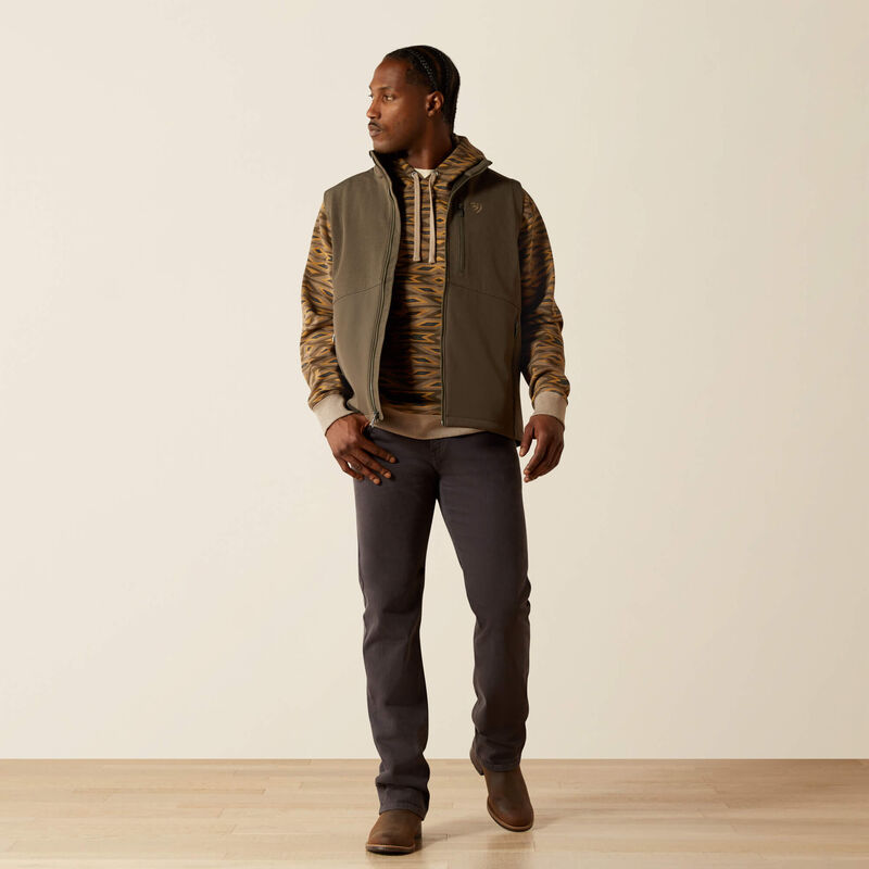 Ariat Men's Logo Softshell Vest - Dark Green/Dark Green Heather