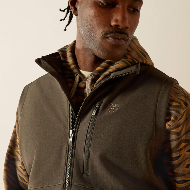Ariat Men's Logo Softshell Vest - Dark Green/Dark Green Heather