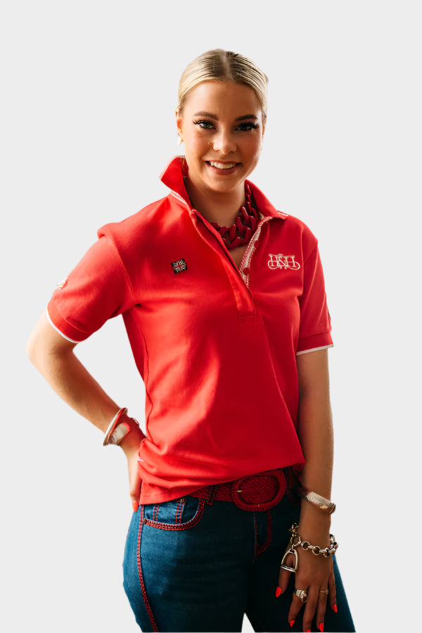 Hitchley & Harrow Women's Loose Fit Polo - EL60 Red