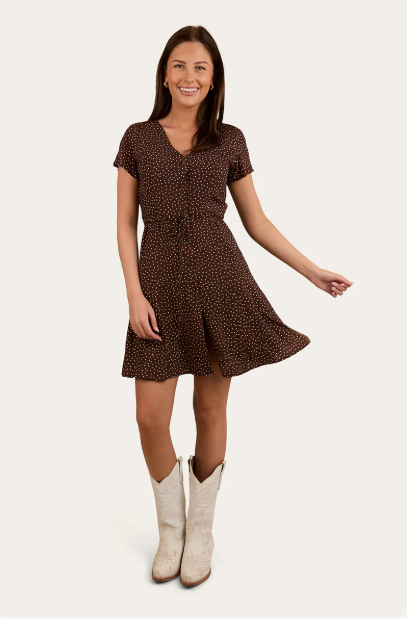 Ringers Western Womens Marrabel Mini Dress - Chocolate / White