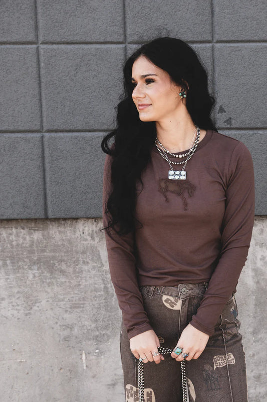 2 Fly Co Buck Out Cut Out Long Sleeve - Mocha