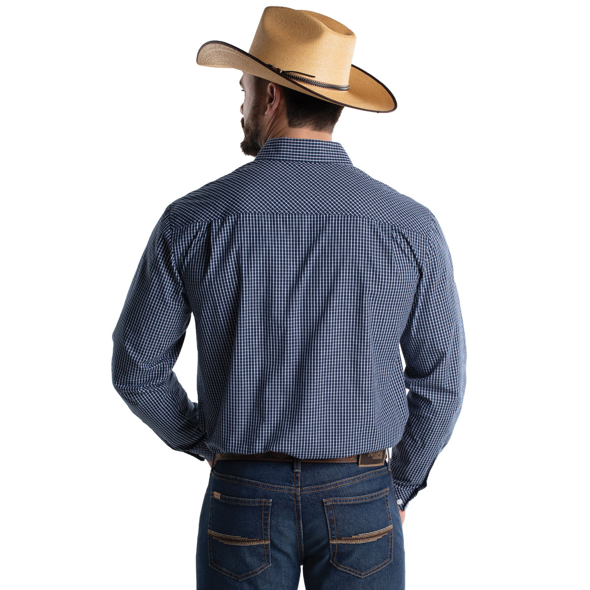 Just Country Men's Austin Full Button Print Workshirt Patriot Blue & White Plaid