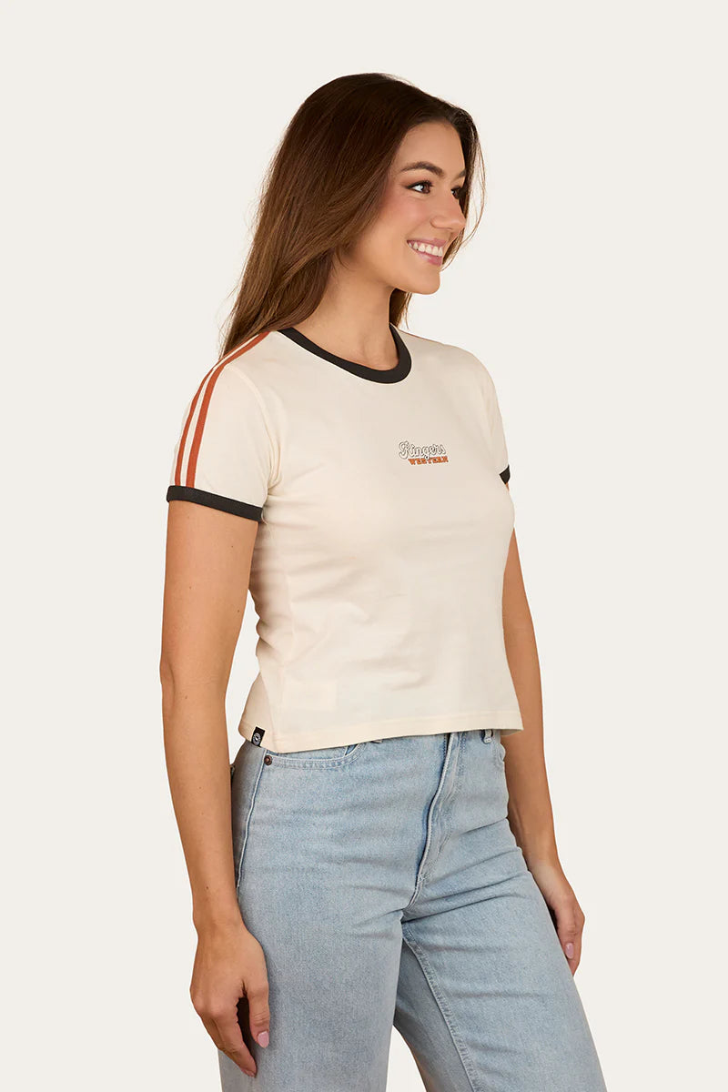 Ringers Western Mae Womens Ringer T-Shirt - Off White/Orange