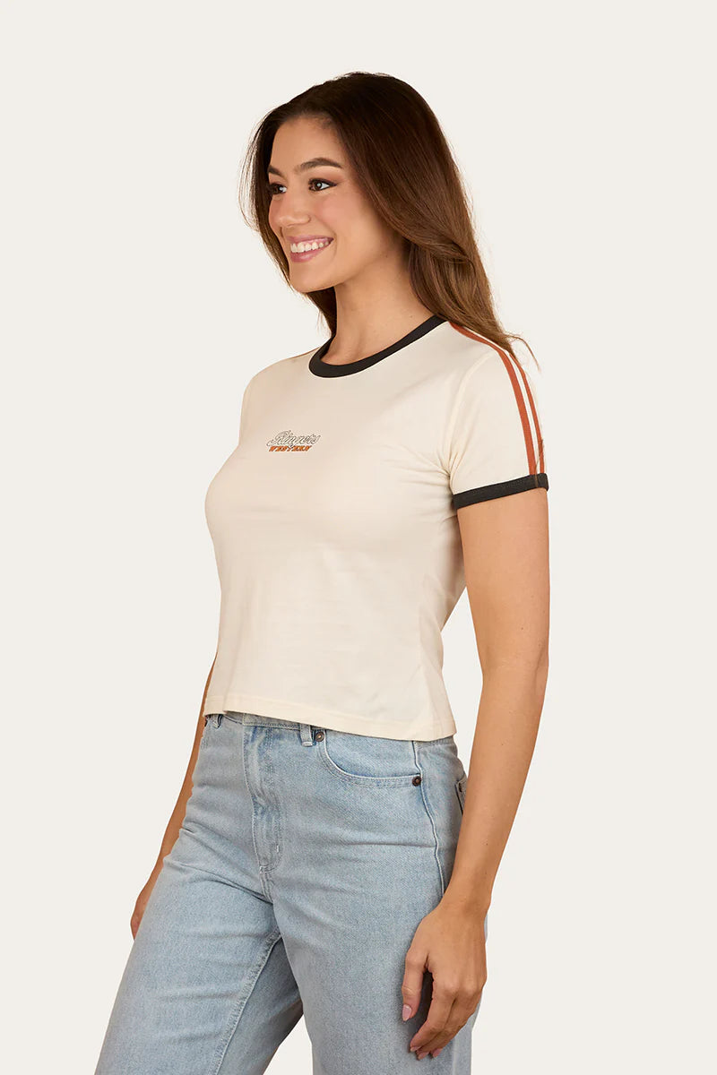 Ringers Western Mae Womens Ringer T-Shirt - Off White/Orange