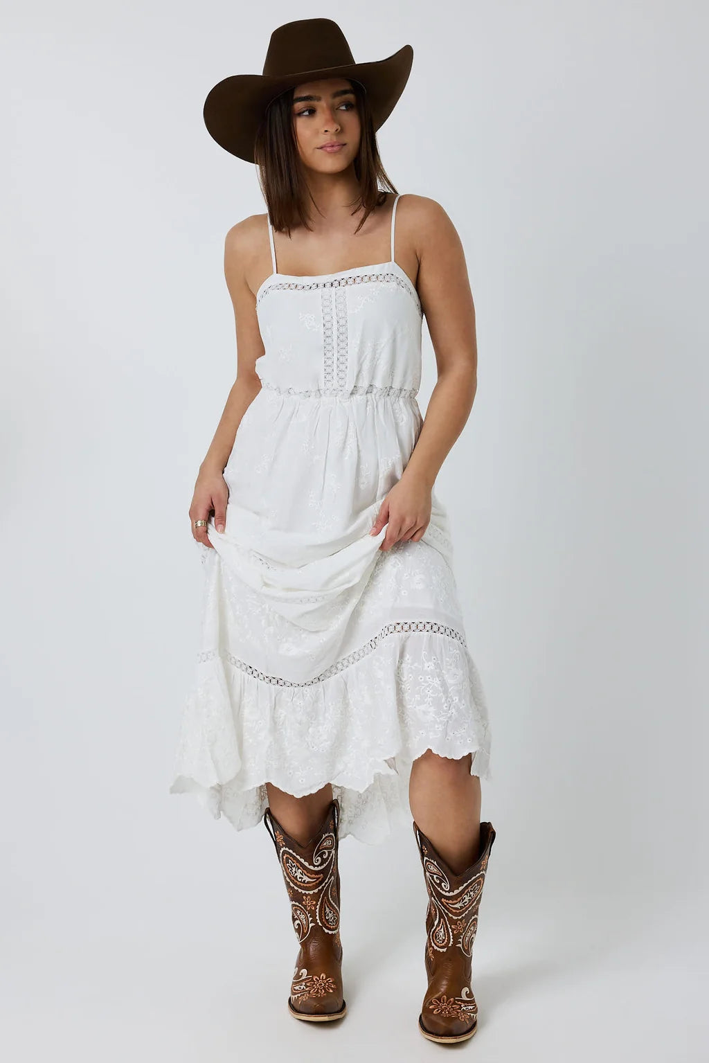 Ringers Wetern Women's Marisol Broderie Maxi Dress - White