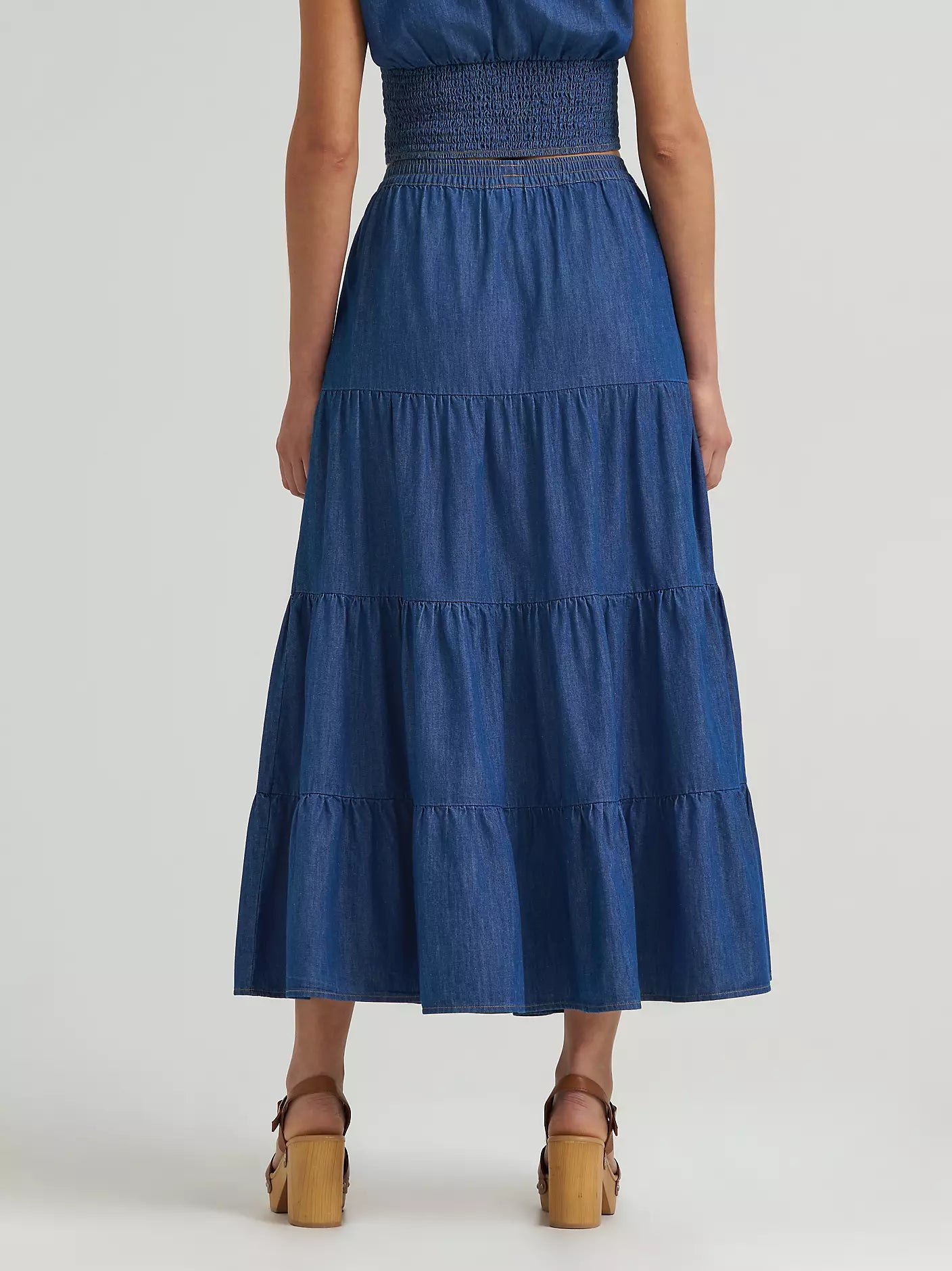Wrangler Women's Denim Tiered Maxi Skirt - Dark Denim